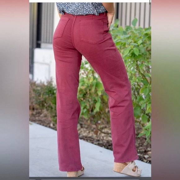 Judy Blue Burgundy front seam straight legJeans - Picture 3 of 16